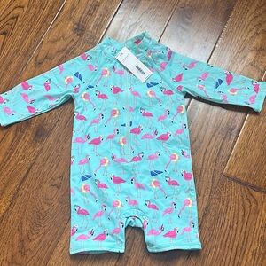 Janie and Jack Aqua and Pink Flamingo Rashguard